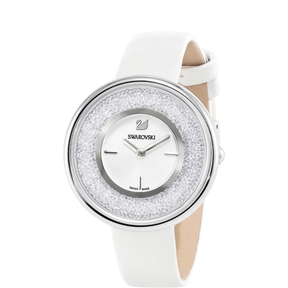 Swarovski white leather crystalline pure watch